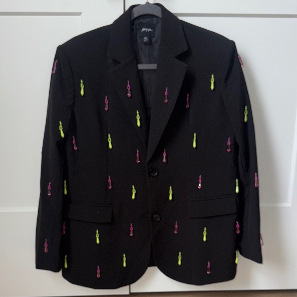 Nasty Gal - Black Blazer with Neon Pink & Neon Yellow Embellishments
